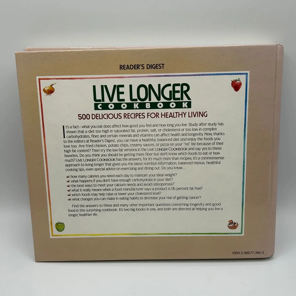 Reader's Digest Live Longer Cookbook 500 Healthy Recipes Hardcover‎ 1992 Photos